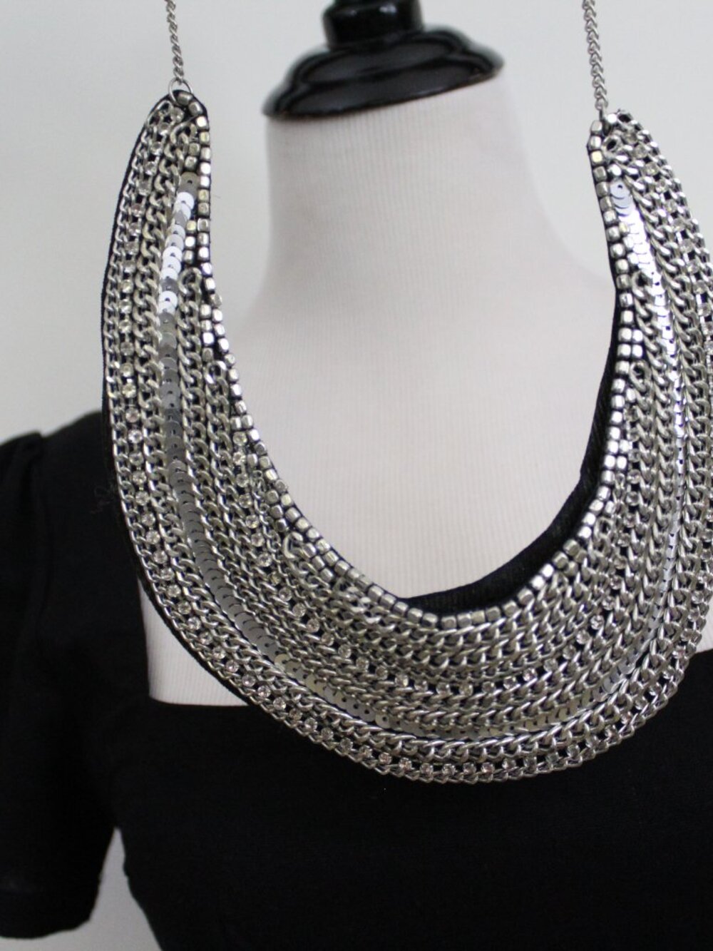 Chunky Silver Layered Chain Statement‎ Bib Necklace Catherine Stein 27” NWT - Picture 7 of 7